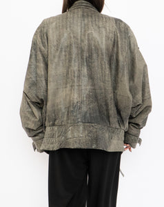 Vintage x Made in Canada x Grey Faded Leather Biker Jacket (M, L)