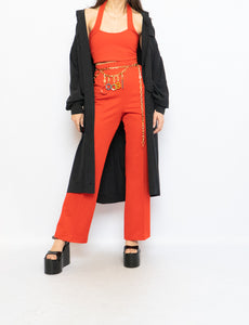 Vintage x Red Polyester Pleated Pant (S, M)