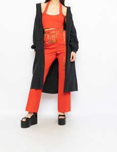 Vintage x Red Polyester Pleated Pant (S, M)