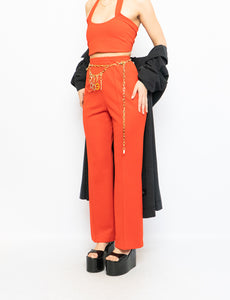 Vintage x Red Polyester Pleated Pant (S, M)