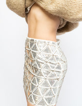 Load image into Gallery viewer, Modern x Silver Sequin, Beaded Mini Skirt (XS)