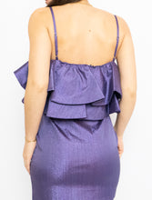 Load image into Gallery viewer, Zara x Deadstock x Metallic Purple Frilly Mini Dress (M)