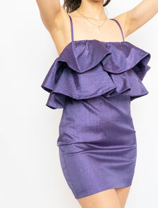 Zara x Deadstock x Metallic Purple Frilly Mini Dress (M)