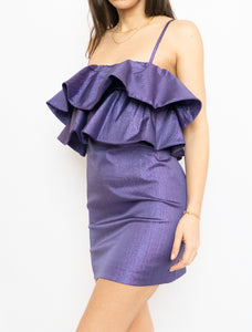 Zara x Deadstock x Metallic Purple Frilly Mini Dress (M)