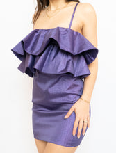 Load image into Gallery viewer, Zara x Deadstock x Metallic Purple Frilly Mini Dress (M)