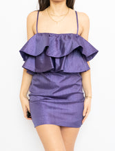 Load image into Gallery viewer, Zara x Deadstock x Metallic Purple Frilly Mini Dress (M)