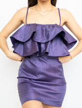 Load image into Gallery viewer, Zara x Deadstock x Metallic Purple Frilly Mini Dress (M)