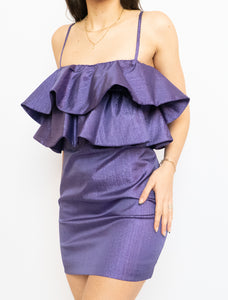 Zara x Deadstock x Metallic Purple Frilly Mini Dress (M)