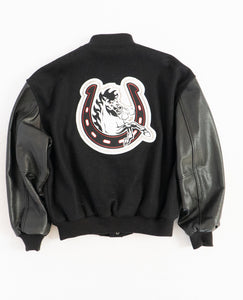 Vintage x Made in Canada x STAMPEDERS 2001 Grey Cup Champs Leather Varsity Jacket (XL)