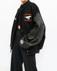 Vintage x Made in Canada x STAMPEDERS 2001 Grey Cup Champs Leather Varsity Jacket (XL)