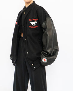 Vintage x Made in Canada x STAMPEDERS 2001 Grey Cup Champs Leather Varsity Jacket (XL)