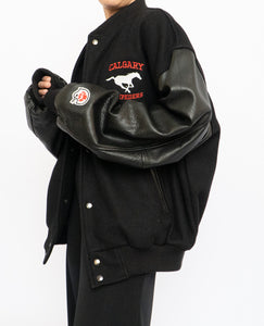 Vintage x Made in Canada x STAMPEDERS 2001 Grey Cup Champs Leather Varsity Jacket (XL)