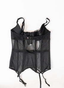 Vintage x Black Mesh Jewelled Corset (L, B, C Cup)
