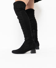 Load image into Gallery viewer, Vintage x Black Faux-Suede Sock Boot (7, 7.5)