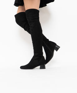 Vintage x Black Faux-Suede Sock Boot (7, 7.5)