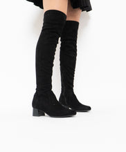 Load image into Gallery viewer, Vintage x Black Faux-Suede Sock Boot (7, 7.5)